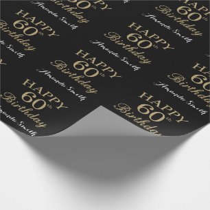 Happy 60th Birthday Gold Glitter Wrapping Paper
