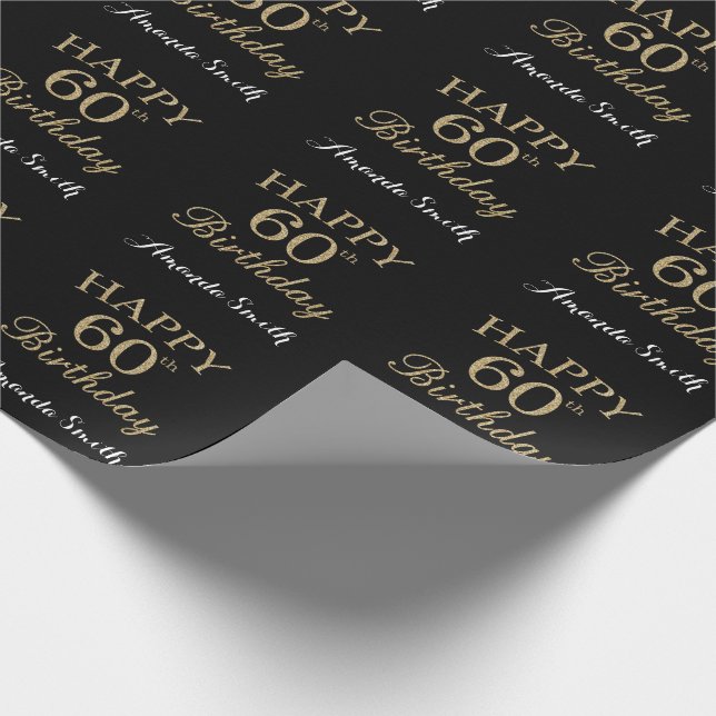 Happy 60th Birthday Gold Glitter Wrapping Paper (Corner)