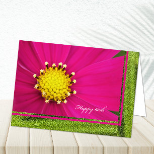 Happy 60th Birthday Greeting Card -- Pink Cosmos