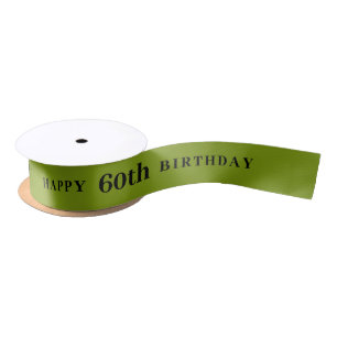 Happy 60th Birthday   Kiwi Colour  Satin Ribbon