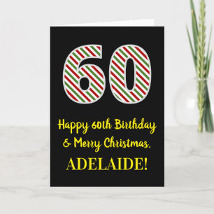 Happy 60th Birthday & Merry Christmas, Custom Name Card