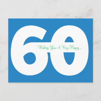 Happy 60th Birthday Milestone Postcards - in Blue