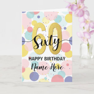 Happy 60th Birthday Pastel Rainbow Gold Woman Card