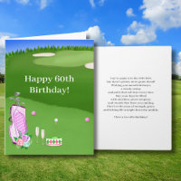 Happy 60th Birthday Pink Golf Bag On Golf Course