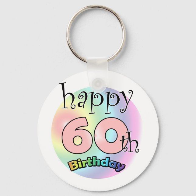 Happy 60th Birthday (rainbow) Key Ring (Front)
