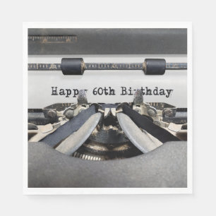 Happy 60th Birthday Retro Typewriter Napkin