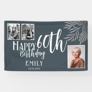 Happy 60th Birthday Silver Foliage 3 Photo  Banner