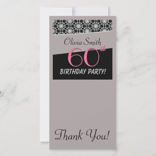 Happy 60th Birthday Thank You Card (Front)