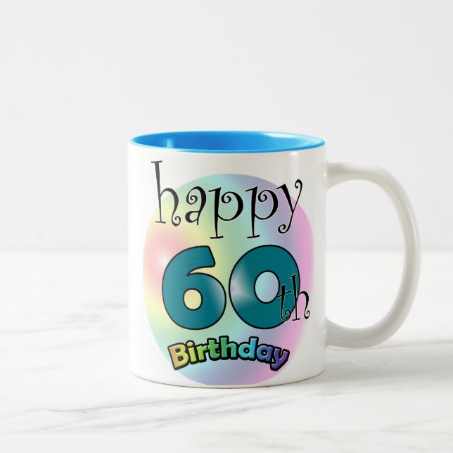 Happy 60th Birthday Two-Tone Coffee Mug (Right)