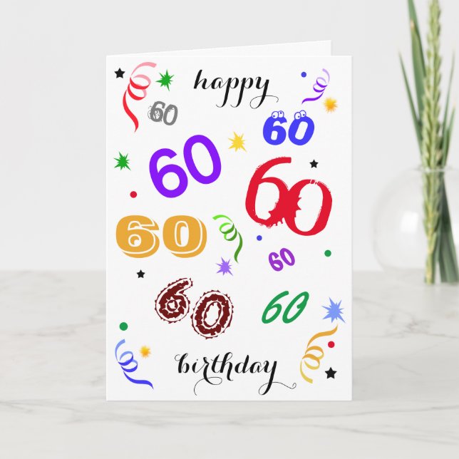 Happy 60th Birthday – Wowza! Folded Greeting Card (Front)