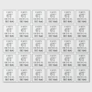 HAPPY 61ST BIRTHDAY; Art Deco Style; Custom Name Wrapping Paper
