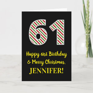 Happy 61st Birthday & Merry Christmas, Custom Name Card
