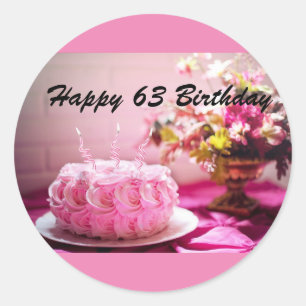 Happy 63 Birthday Classic Round Sticker
