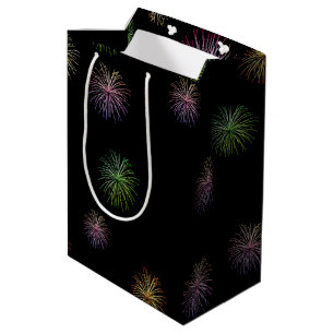 Happy 63rd Birthday fireworks on black Medium Gift Bag