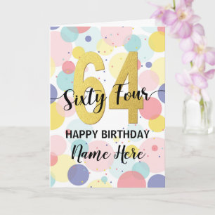 Happy 64th Birthday Pastel Rainbow Gold Woman Card