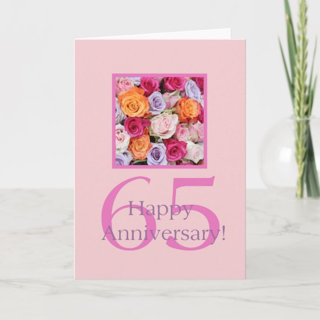 Happy 65th Anniversary roses Card (Front)