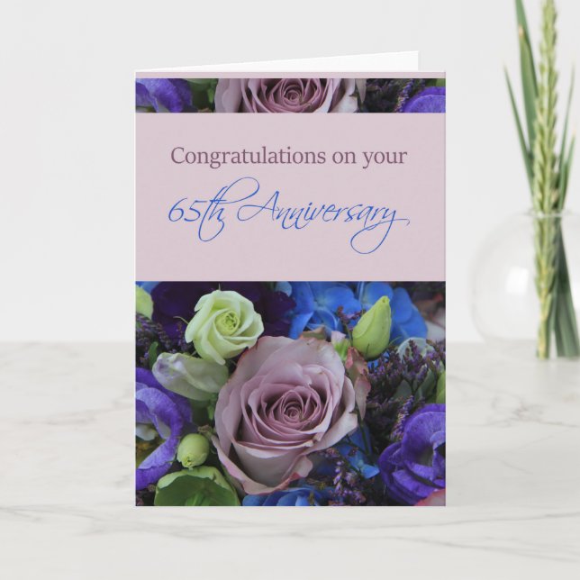 Happy 65th Anniversary roses Card (Front)