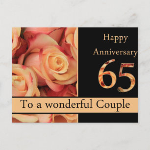 Happy 65th Anniversary roses Postcard
