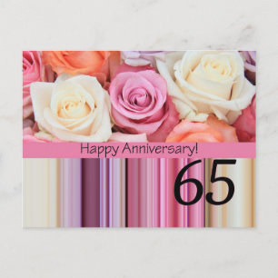 Happy 65th Anniversary roses Postcard