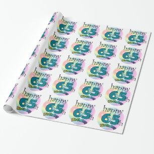 Happy 65th Birthday (blue) Wrapping Paper