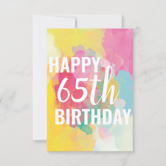 Happy 65th Birthday Card ("Watercolour Gradients") (Front)