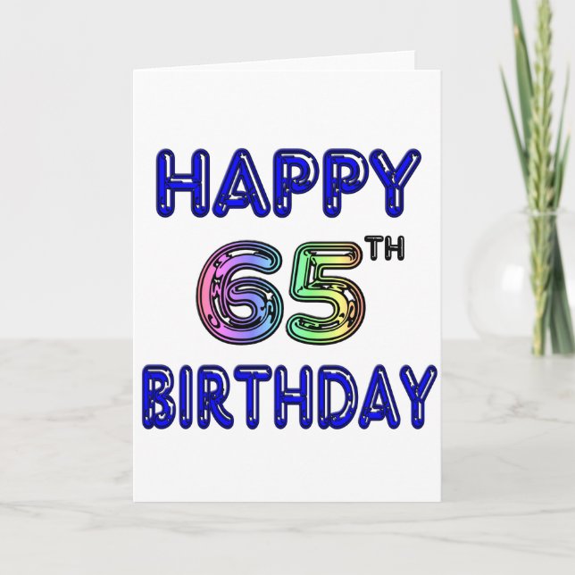 Happy 65th Birthday in Balloon Font Card (Front)