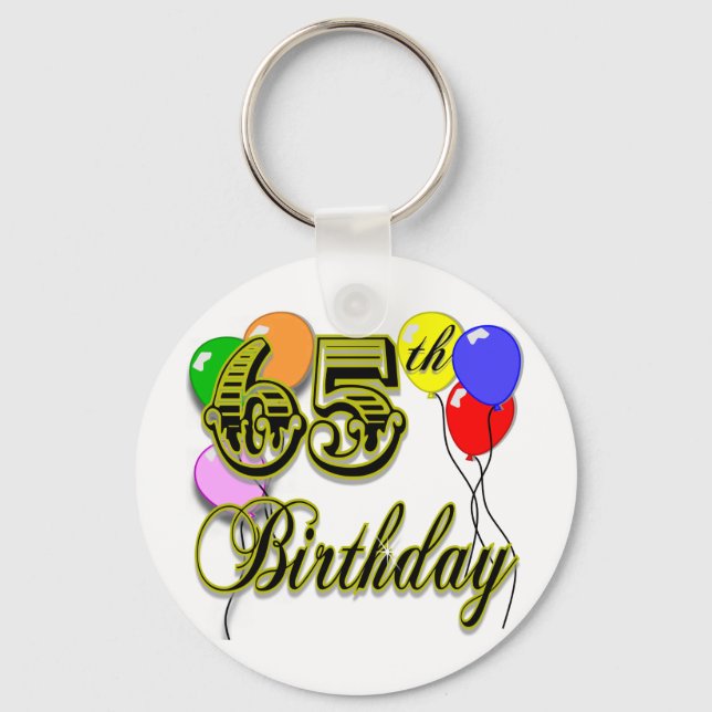 Happy 65th Birthday Merchandise Key Ring (Front)
