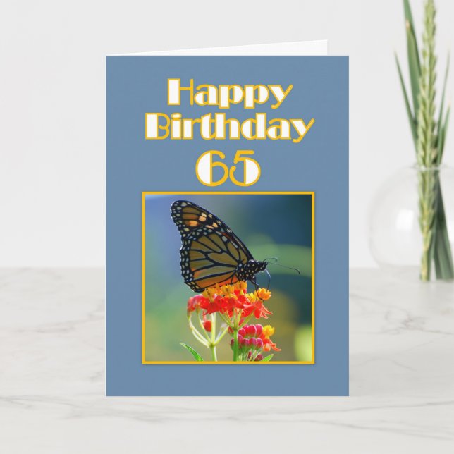 Happy 65th Birthday Monarch Butterfly Card (Front)