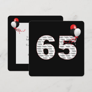 Happy 65th Birthday On Black Invitation