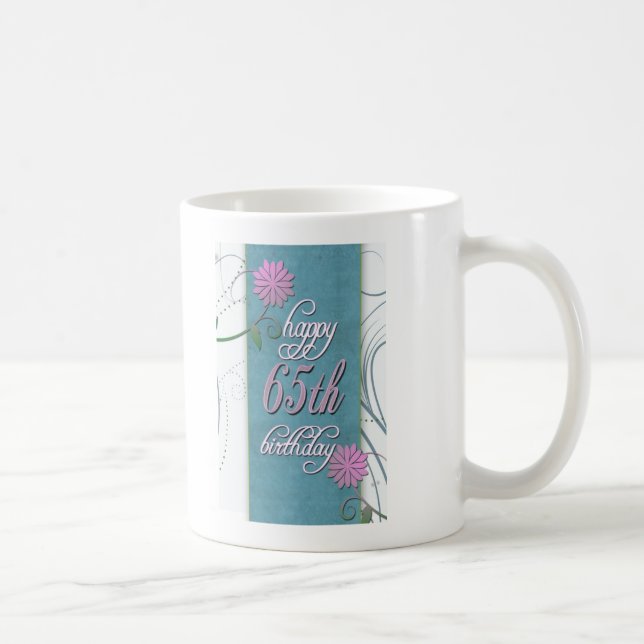 Happy 65th birthday with fun flowers coffee mug (Right)