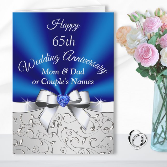 Happy 65th Wedding Anniversary Cards for Parents (65th wedding anniversary cards for parents, grandparents. Sapphire anniversary card for grandparents)