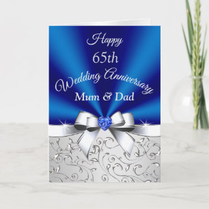 Happy 65th Wedding Anniversary Cards, Mum and Dad Card