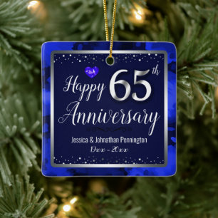 Happy 65th Wedding Anniversary photo Ceramic Ornament