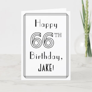 Happy 66th Birthday, Art Deco Style w/ Custom Name Card