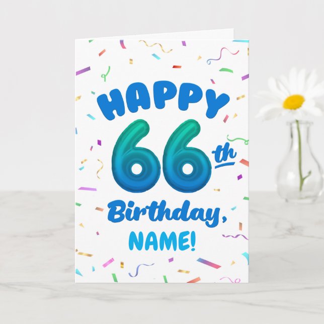 Happy 66th Birthday Card with Custom Name (Small Plant)