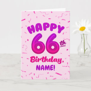 Happy 66th Birthday Card with Custom Name