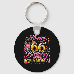 Happy 66th Birthday Grandma 66 and Fabulous 66 Yrs Key Ring