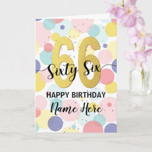 Happy 66th Birthday Pastel Rainbow Gold Woman Card