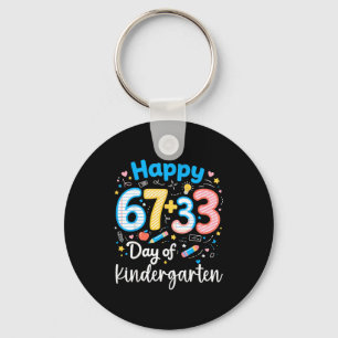 Happy 67+33 day of kindergarten 100th day math key ring