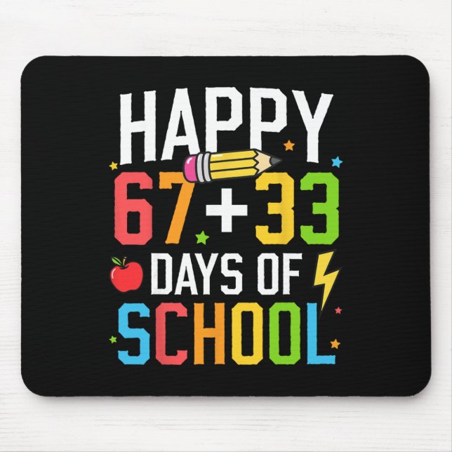 Happy 67 33 Days Of School 100th Day Of School Kid Mouse Mat (Front)