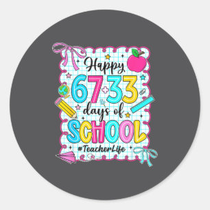 Happy 67+33 Days Of School Coquette 100 Days Teach Classic Round Sticker