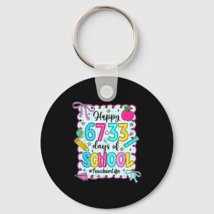 Happy 67+33 Days Of School Coquette 100 Days Teach Key Ring