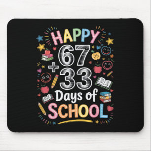 Happy 67+33 Days Of School Math 100 Days Smarter F Mouse Mat