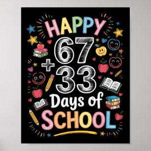 Happy 67+33 Days Of School Math 100 Days Smarter F Poster