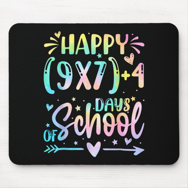 Happy 67 Days Of School Math Teacher Students Six  Mouse Mat (Front)