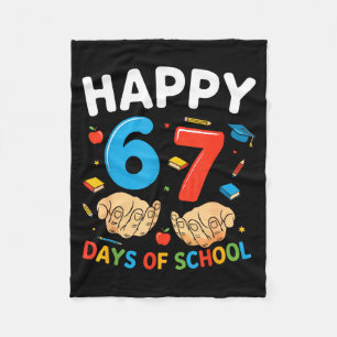 Happy 67 Days Of School Six Seven Meme Boy Girl Te Fleece Blanket