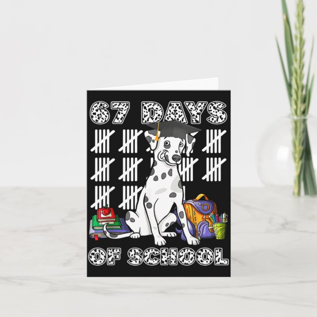 Happy 67 Days School Cute Dog 67 Days Smarter Stud Card (Front)