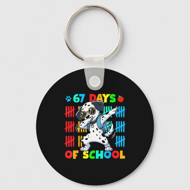 Happy 67 Days School Cute Dog 67 Days Smarter Stud Key Ring (Front)
