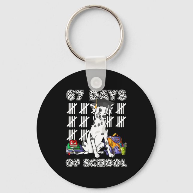 Happy 67 Days School Cute Dog 67 Days Smarter Stud Key Ring (Front)