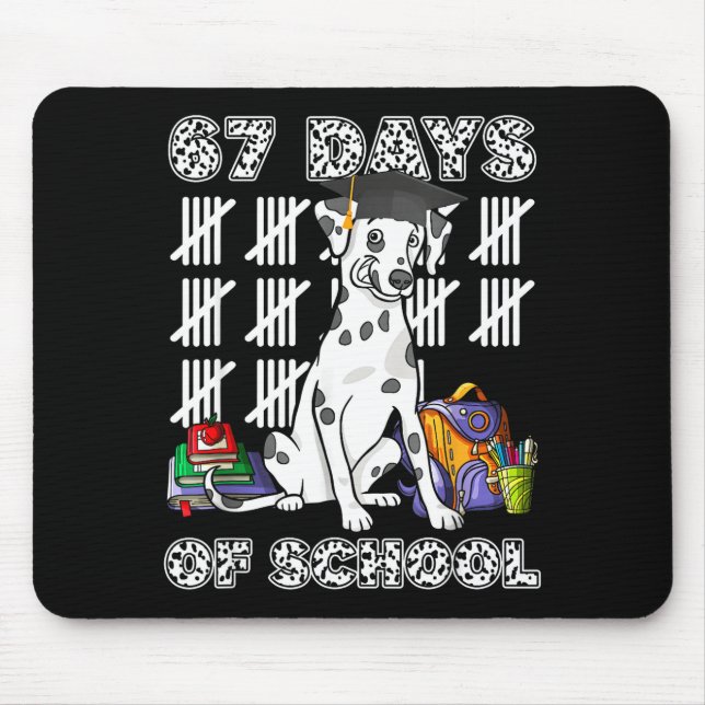 Happy 67 Days School Cute Dog 67 Days Smarter Stud Mouse Mat (Front)